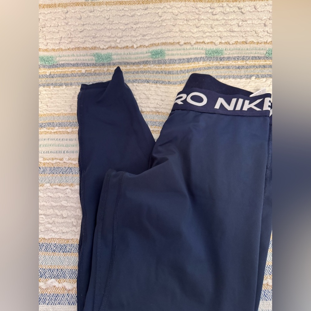 Nike Navy  Performance Leggings with Branded Waistband